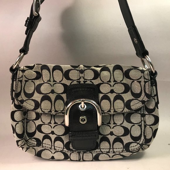 Coach Handbags - COACH Black Grey Signature Soho Purse